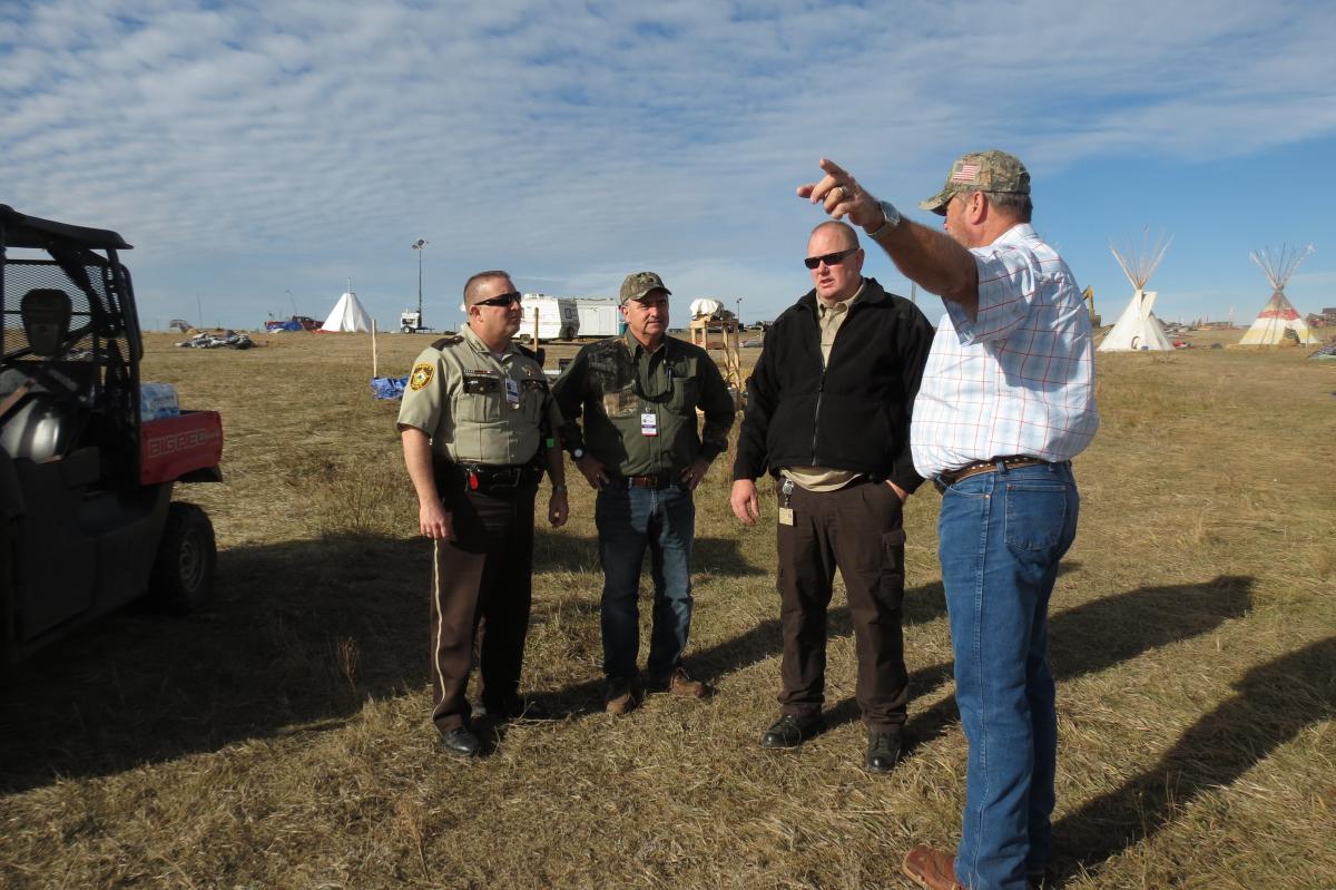 From left to right: Sheriff Paul Laney (Cass County), Sheriff Greg Champagne (St. Charles Parish County), and Sheriff Kyle Kirchmeier (Morton County)